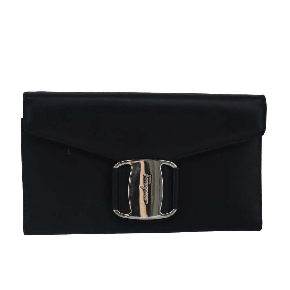 Salvatore Ferragamo Vara Leather Wallet Black